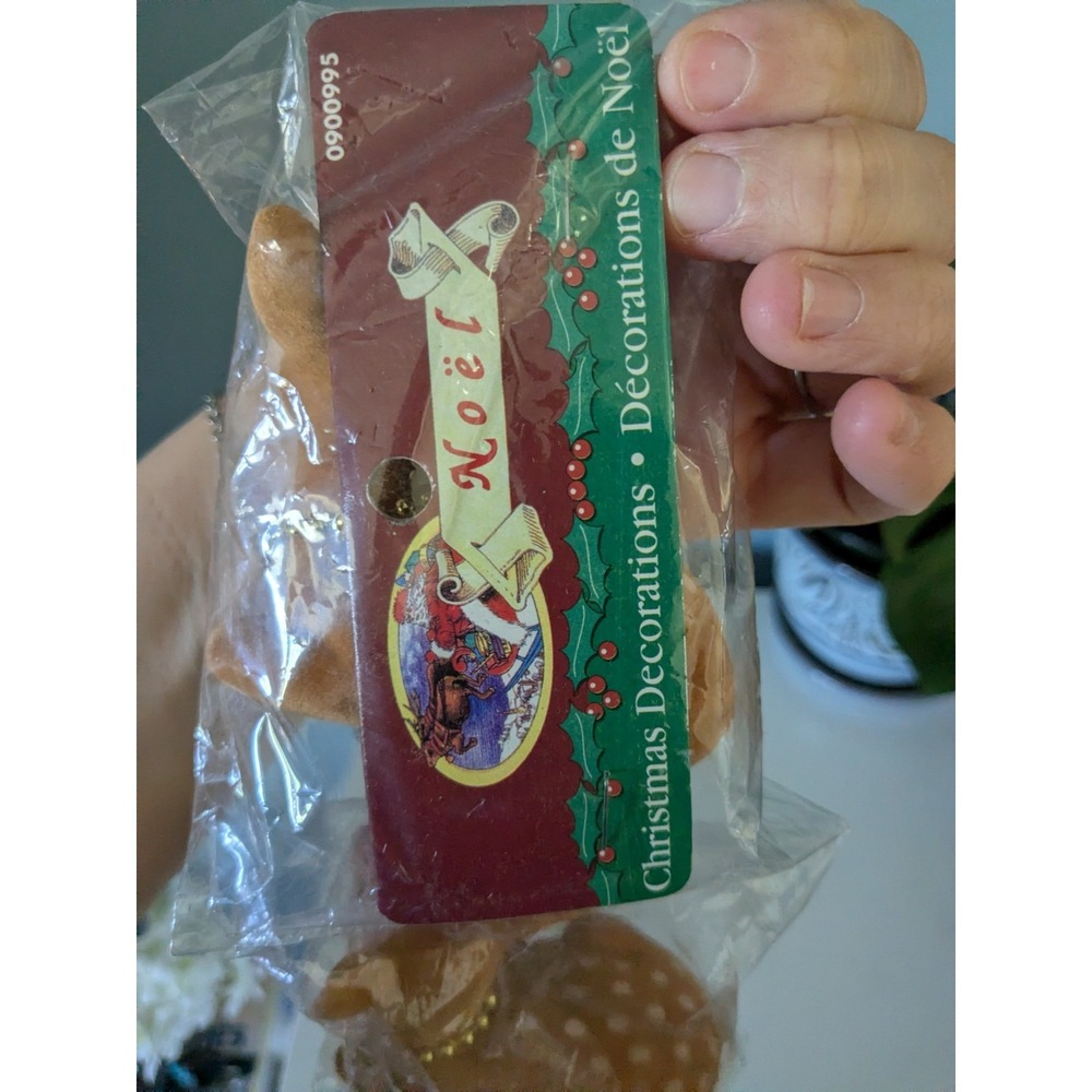Vintage Flocked Deer Christmas Decorations Set of 3 Reindeer Doe NOS - Picture 4 of 5
